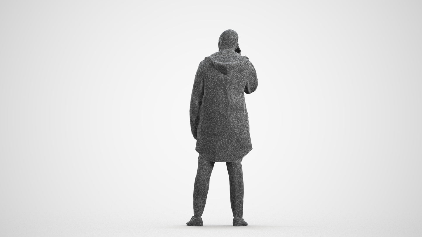photogrammetry 3D man business standing, realistic human model archviz FBX, wireframe front view