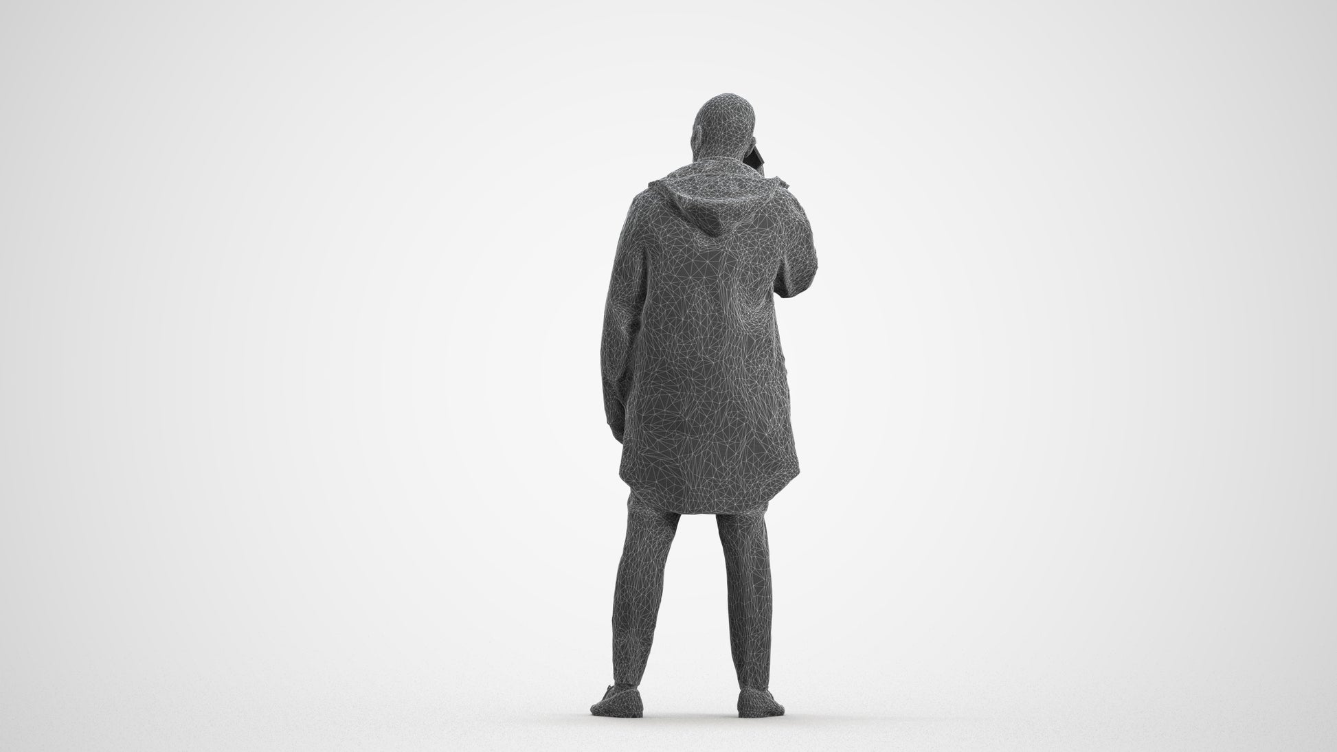 photogrammetry 3D man business standing, realistic human model archviz FBX, wireframe front view