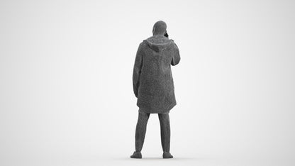 photogrammetry 3D man business standing, realistic human model archviz FBX, wireframe front view
