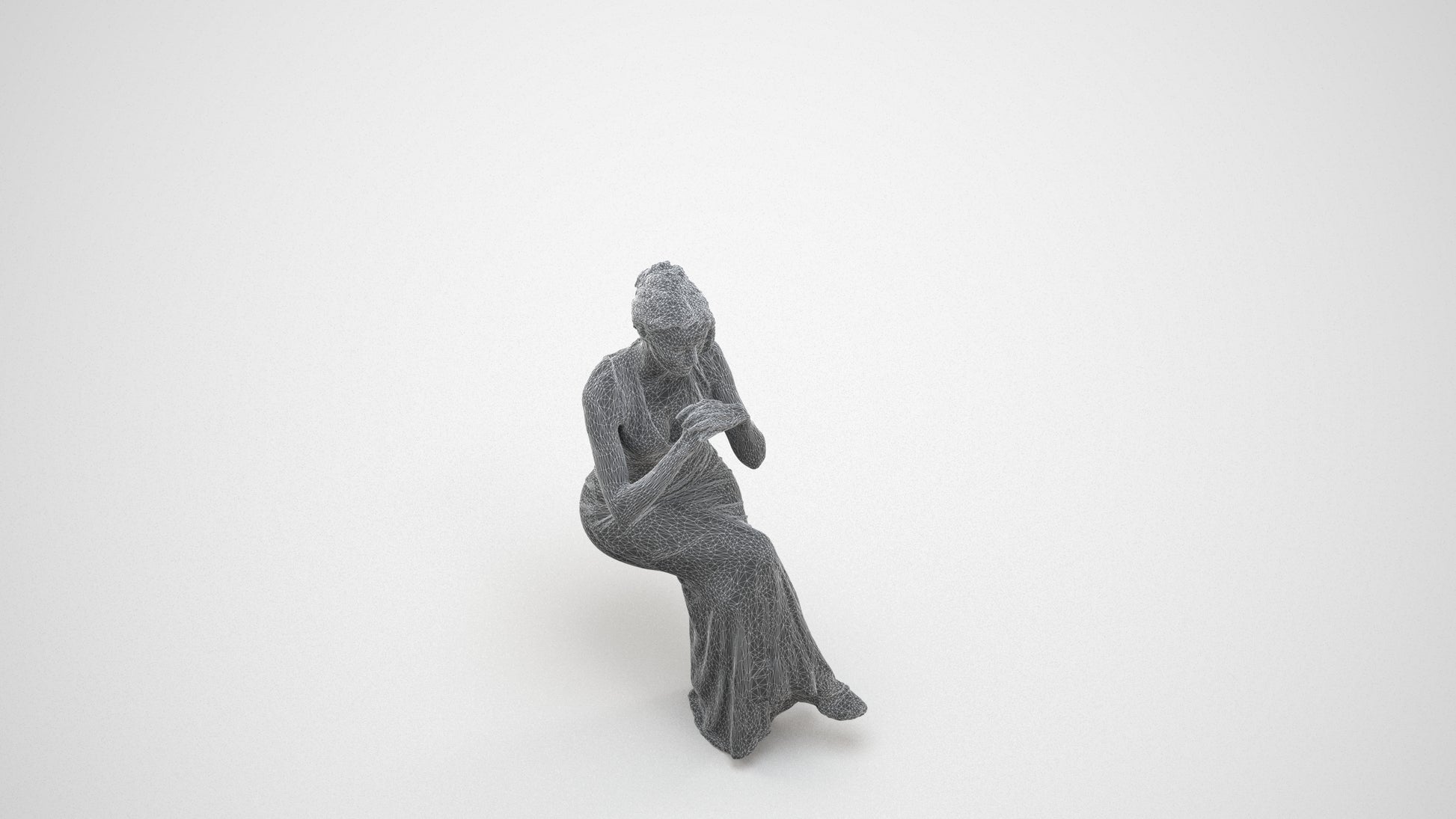 3D people model woman formal formalaffairs, scanned human for 3ds Max rendering, wireframe three-quarter view