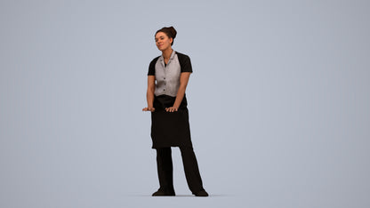 scanned 3D woman hospitality, photogrammetry people for Enscape and V-Ray, top-down view render
