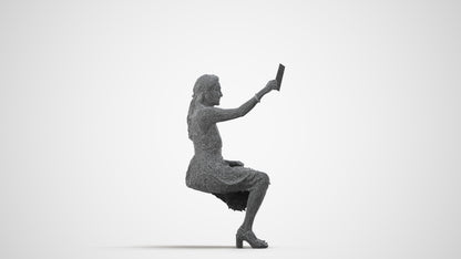 realistic 3D people woman formal sitting, render-ready for V-Ray and Corona, FBX OBJ, wireframe side view