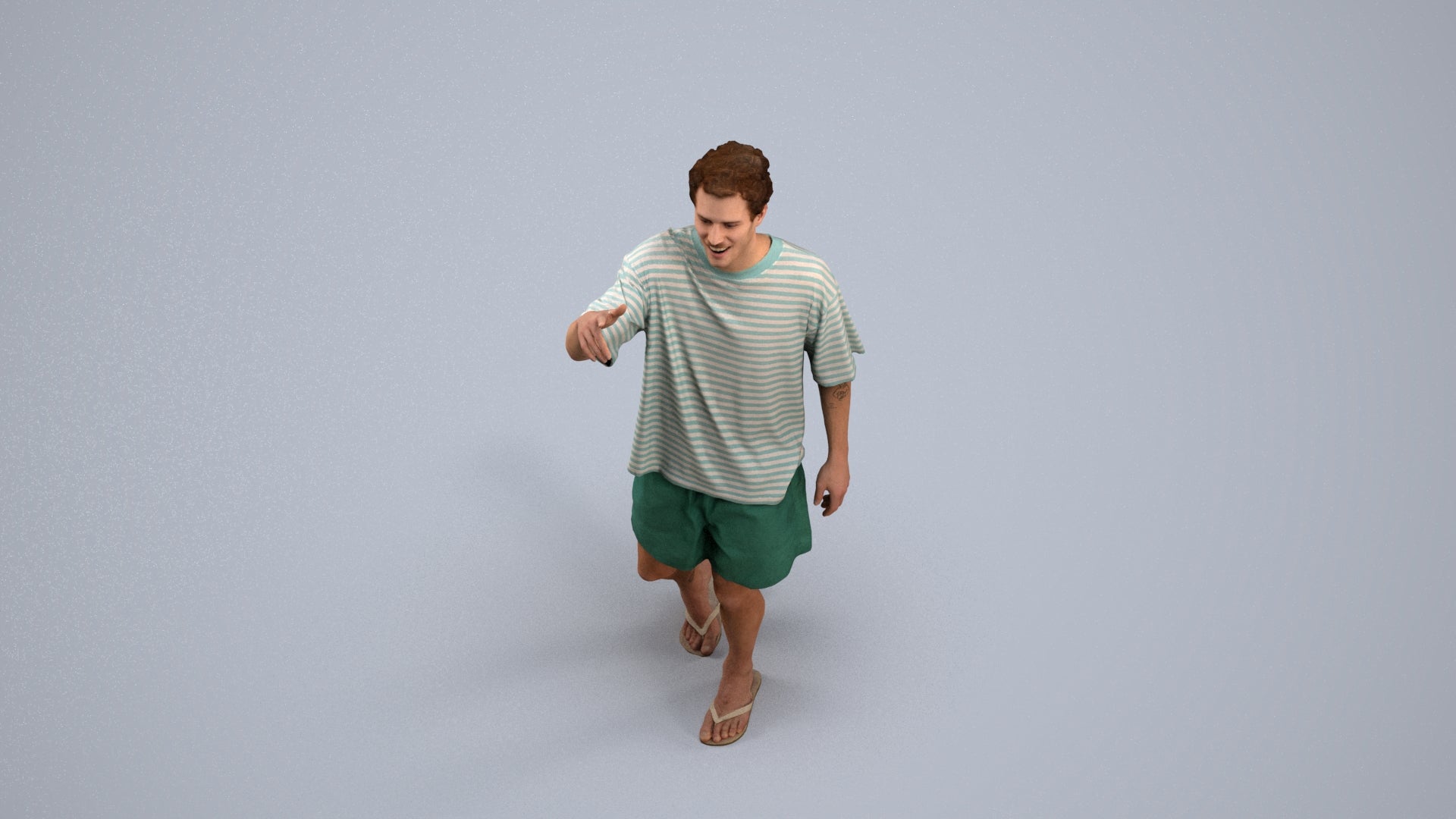 scanned 3D man casual walking, photogrammetry people for Enscape and V-Ray, back view render