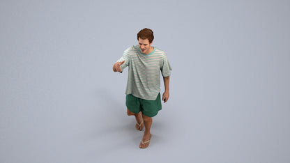 scanned 3D man casual walking, photogrammetry people for Enscape and V-Ray, back view render