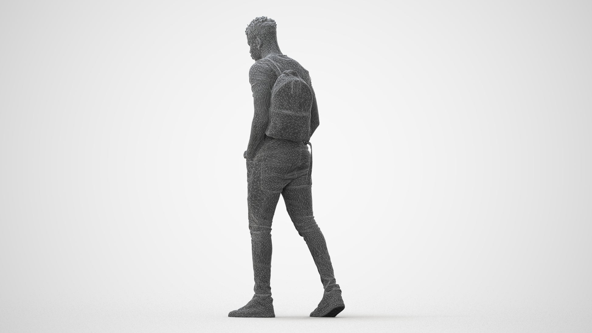 realistic 3D human man casual walking, archviz people FBX OBJ for Blender, square thumbnail