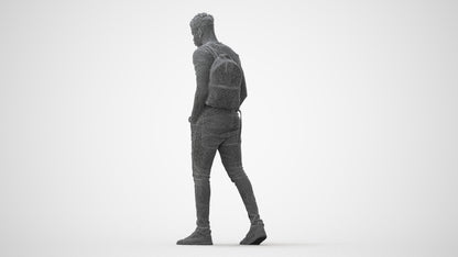 realistic 3D human man casual walking, archviz people FBX OBJ for Blender, square thumbnail