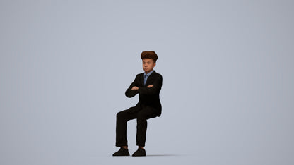 3D people model boy kids, scanned human for 3ds Max rendering, top-down view render