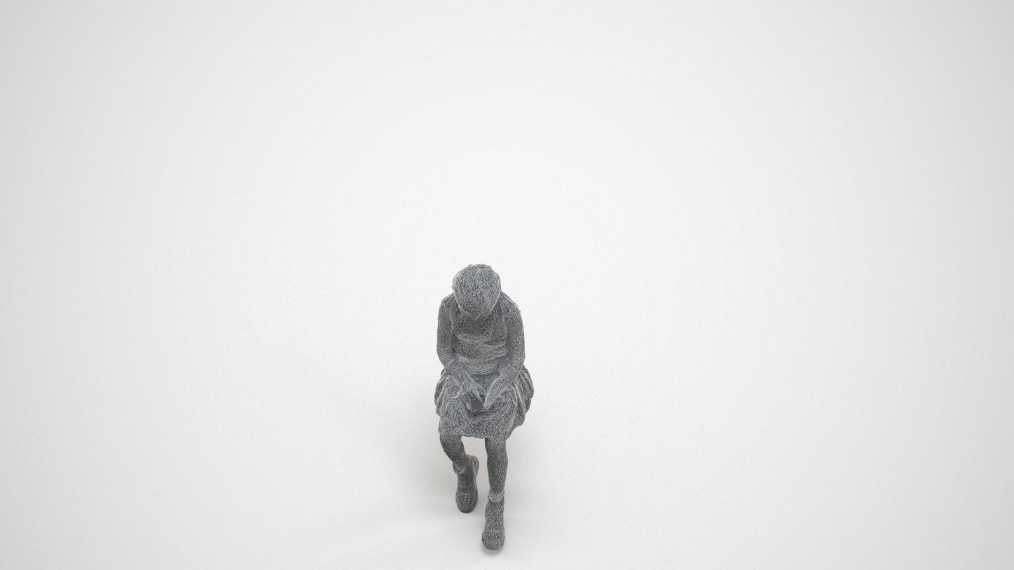 realistic 3D people girl casual kids, render-ready for V-Ray and Corona, FBX OBJ, wireframe three-quarter view