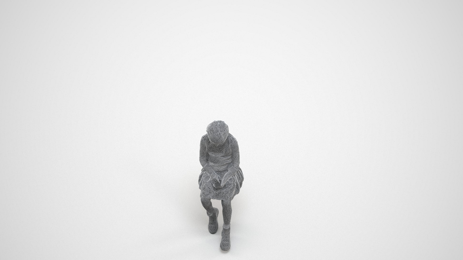 realistic 3D people girl casual kids, render-ready for V-Ray and Corona, FBX OBJ, wireframe three-quarter view