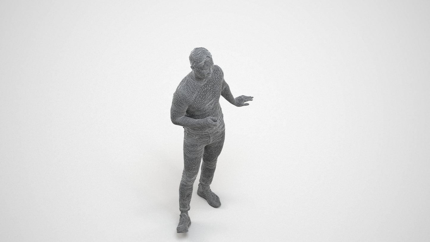 realistic 3D people man casual standing, render-ready for V-Ray and Corona, FBX OBJ, wireframe three-quarter view