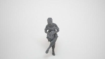 realistic 3D girl casual kids, scanned archviz people for Blender and 3ds Max, wireframe three-quarter view
