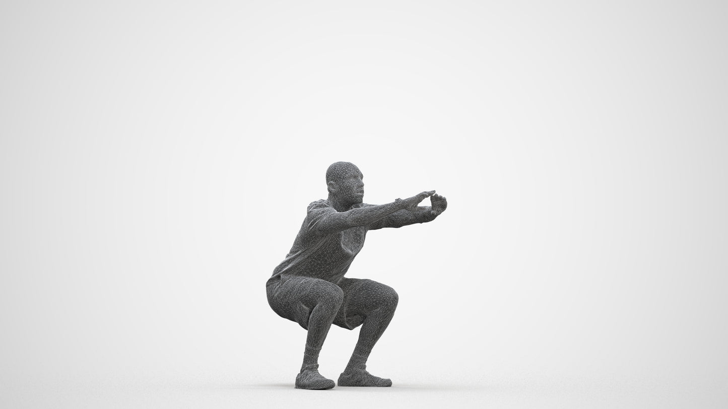 photogrammetry 3D man sport, realistic human model archviz FBX, three-quarter front view render
