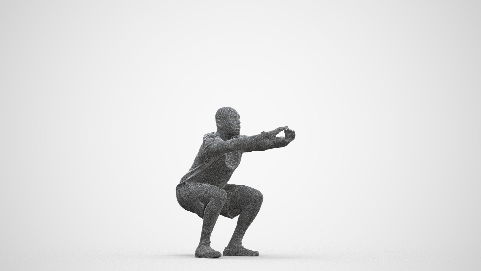 photogrammetry 3D man sport, realistic human model archviz FBX, three-quarter front view render