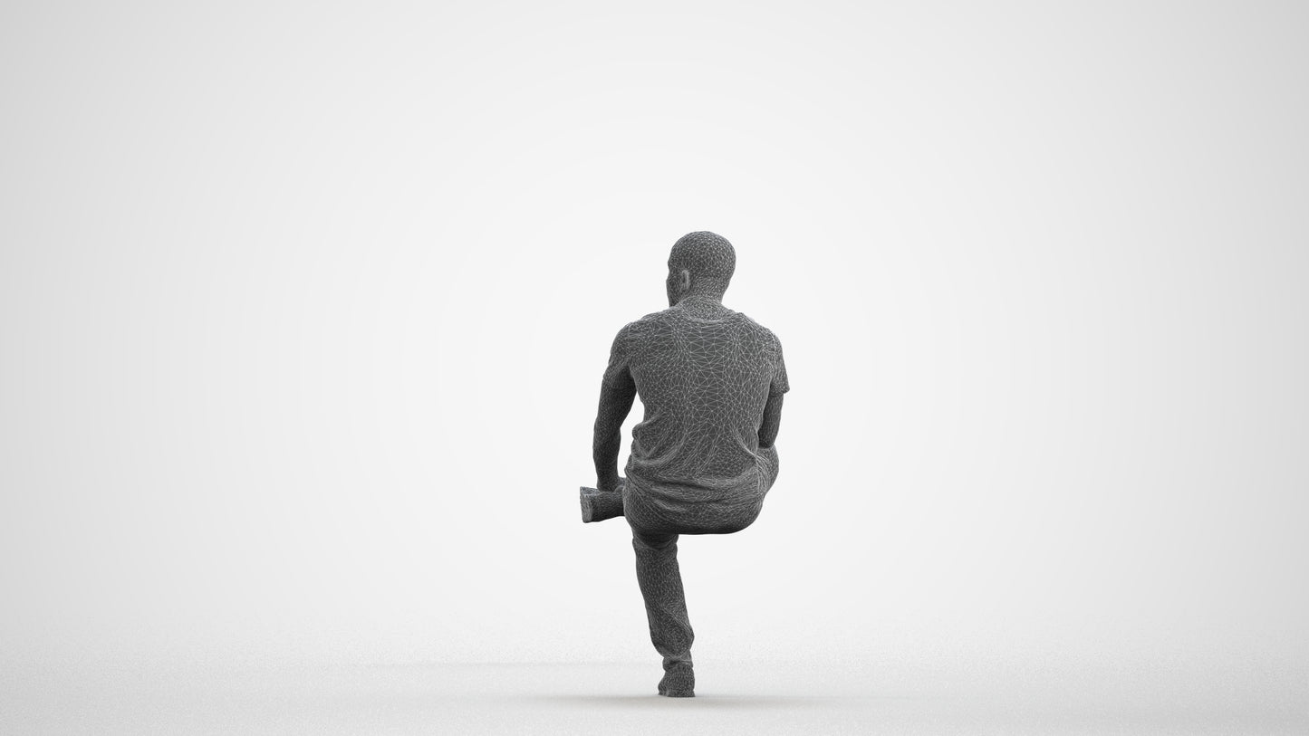 realistic 3D people man casual sitting, render-ready for V-Ray and Corona, FBX OBJ, wireframe front view