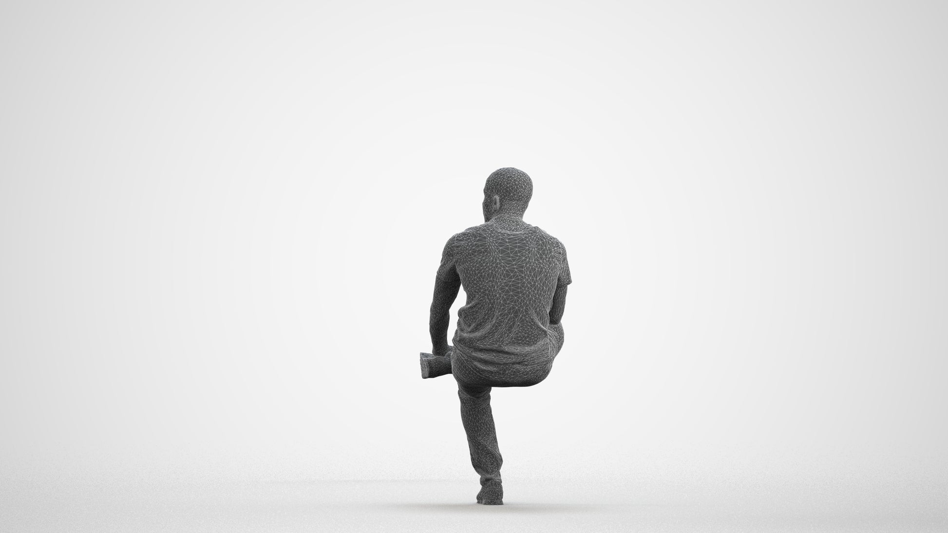 realistic 3D people man casual sitting, render-ready for V-Ray and Corona, FBX OBJ, wireframe front view