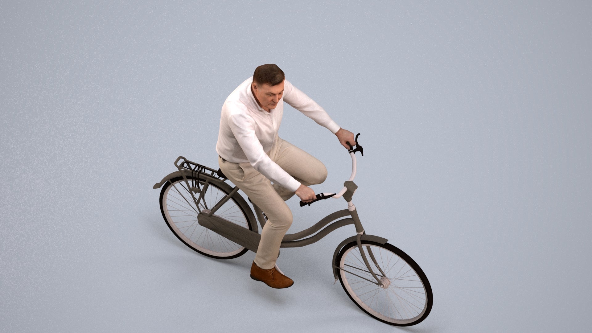 realistic 3D people man casual cycling, render-ready for V-Ray and Corona, FBX OBJ, back view render