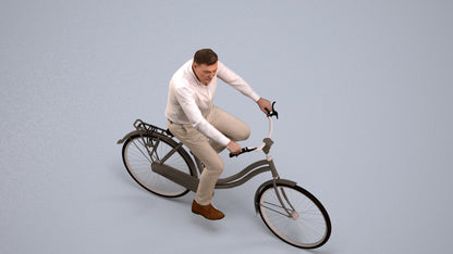 realistic 3D people man casual cycling, render-ready for V-Ray and Corona, FBX OBJ, back view render