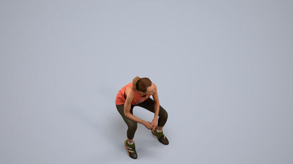 3D human model woman sport, photogrammetry scanned person for archviz, back view render