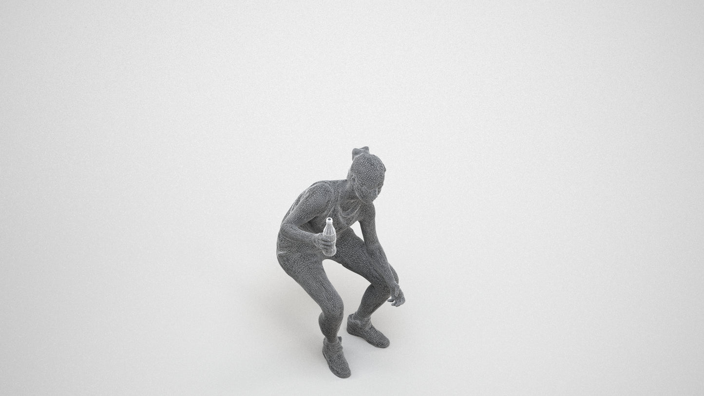photogrammetry 3D woman sport, realistic human model archviz FBX, wireframe three-quarter view