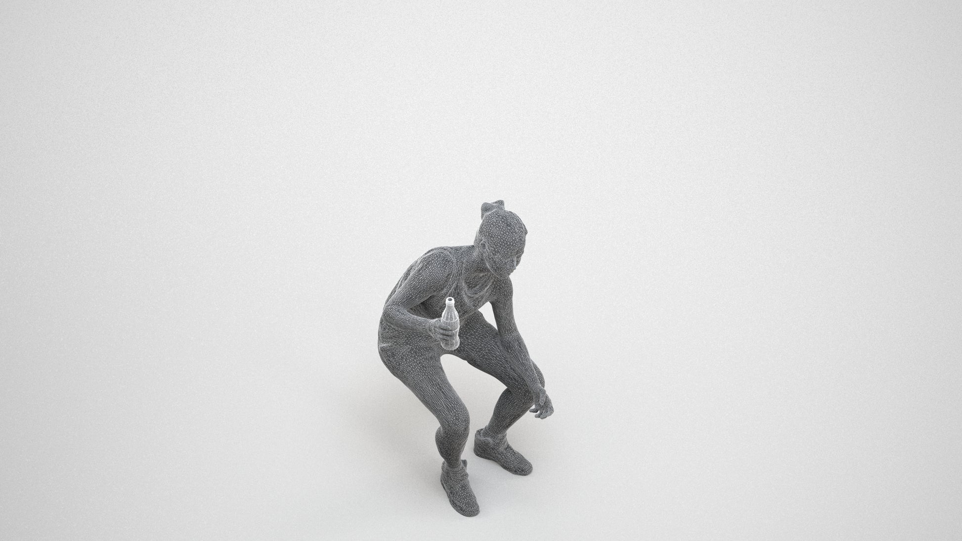 photogrammetry 3D woman sport, realistic human model archviz FBX, wireframe three-quarter view