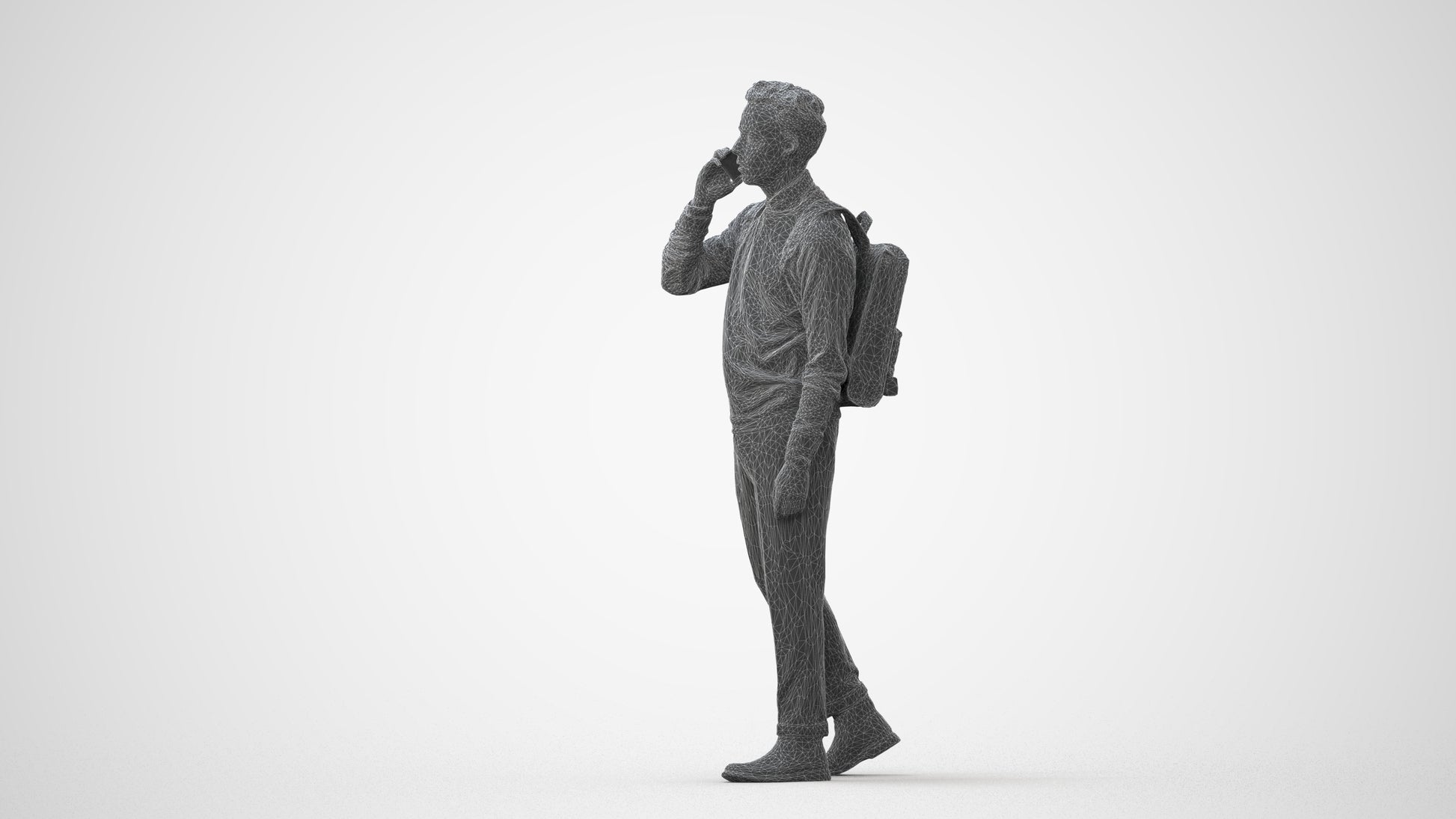 scanned 3D man casual walking, photogrammetry people for Enscape and V-Ray, square thumbnail