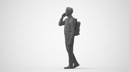scanned 3D man casual walking, photogrammetry people for Enscape and V-Ray, square thumbnail