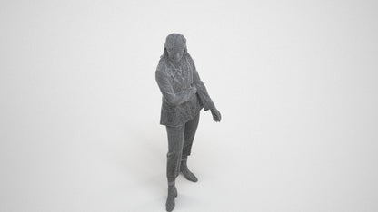 photogrammetry 3D woman business, realistic human model archviz FBX, wireframe three-quarter view