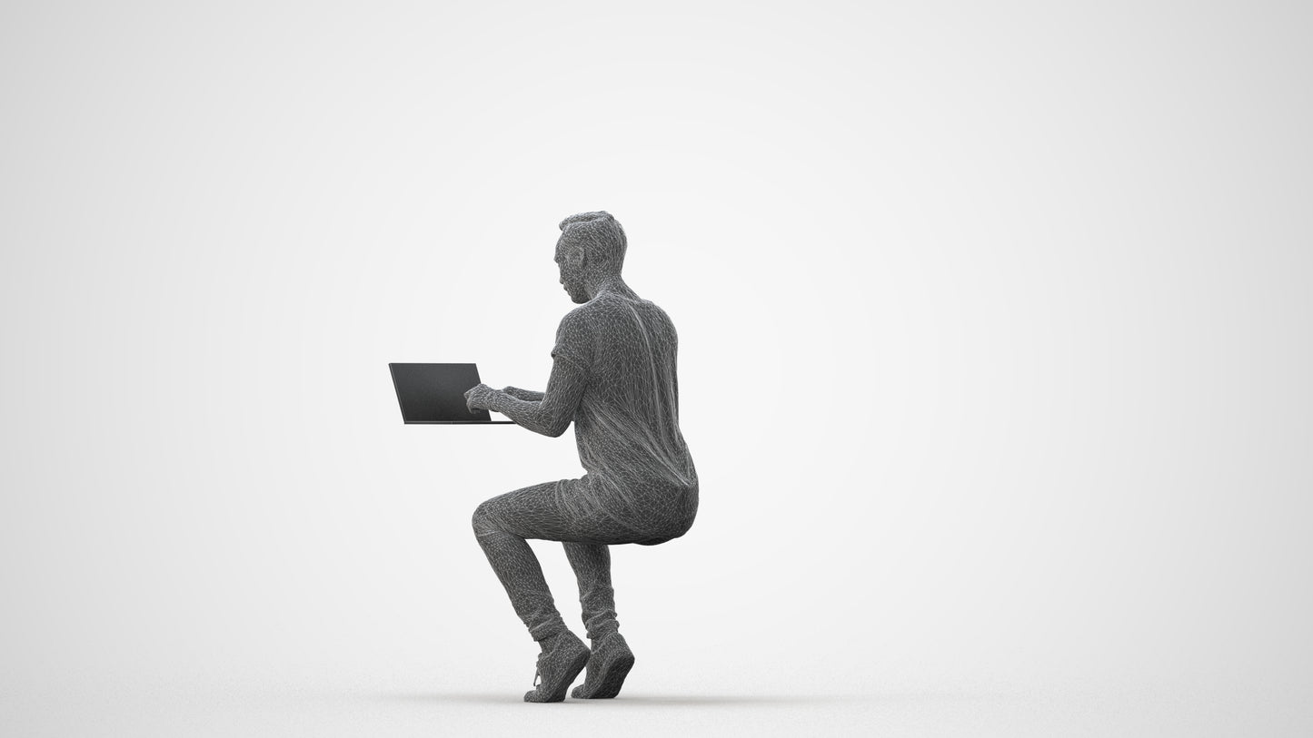 3D human model man casual business, photogrammetry scanned person for archviz, square thumbnail