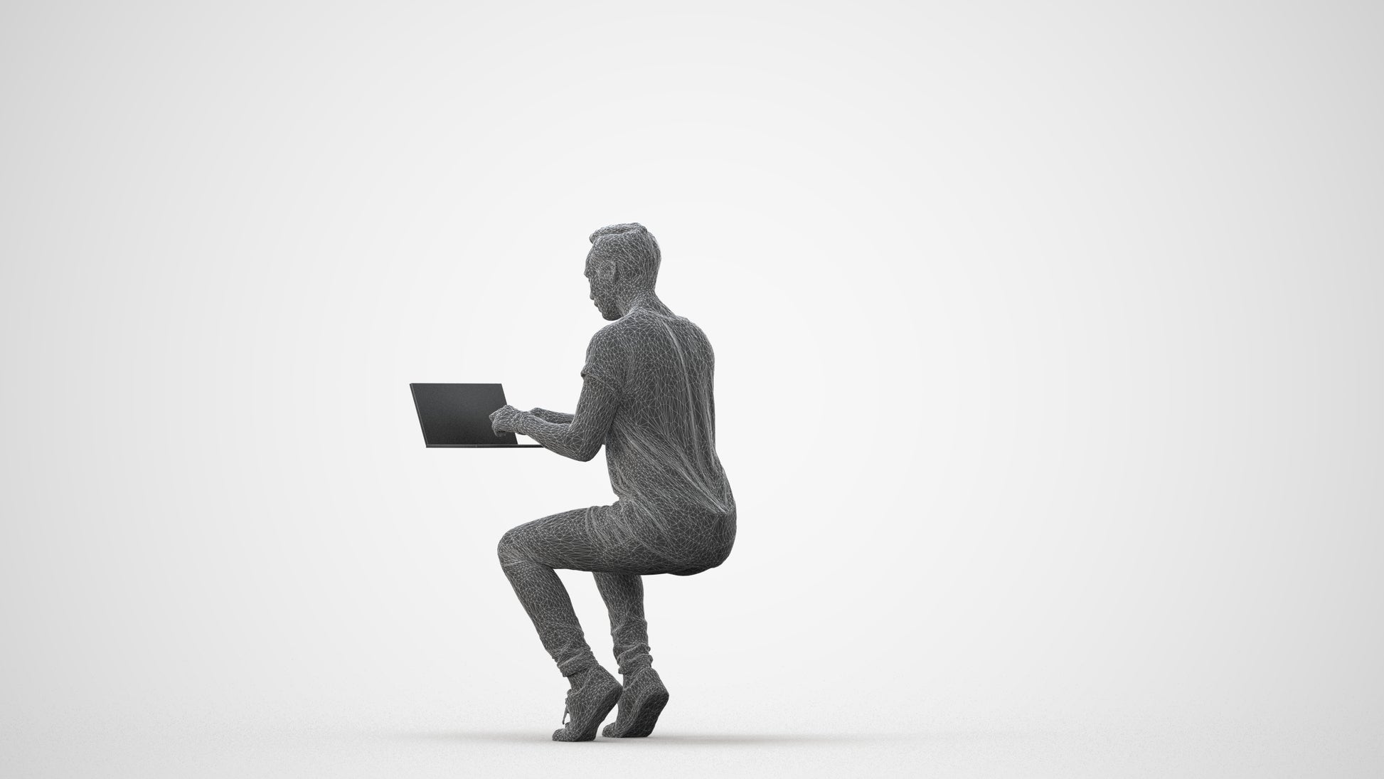 3D human model man casual business, photogrammetry scanned person for archviz, square thumbnail
