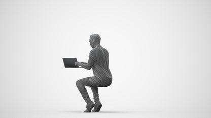 3D human model man casual business, photogrammetry scanned person for archviz, square thumbnail