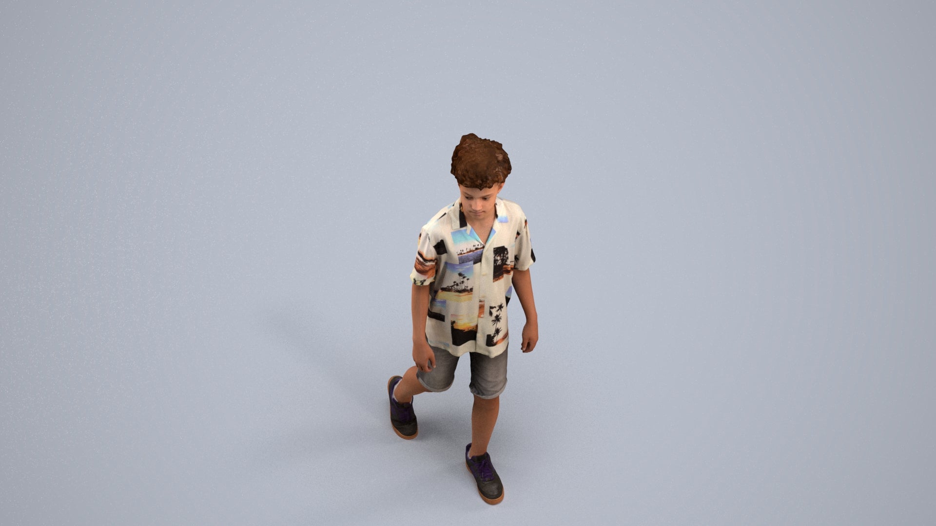 realistic 3D boy casual kids, scanned archviz people for Blender and 3ds Max, back view render