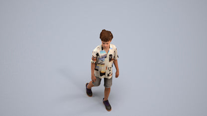 realistic 3D boy casual kids, scanned archviz people for Blender and 3ds Max, back view render