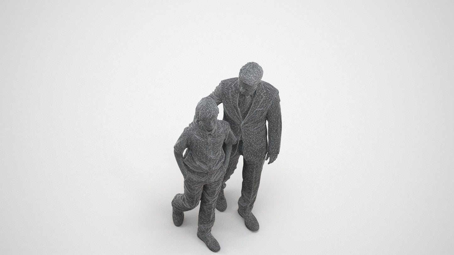 3D people model boy kids, scanned human for 3ds Max rendering, wireframe three-quarter view