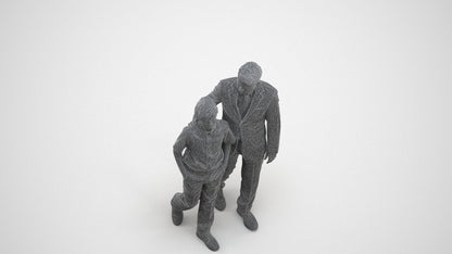 3D people model boy kids, scanned human for 3ds Max rendering, wireframe three-quarter view