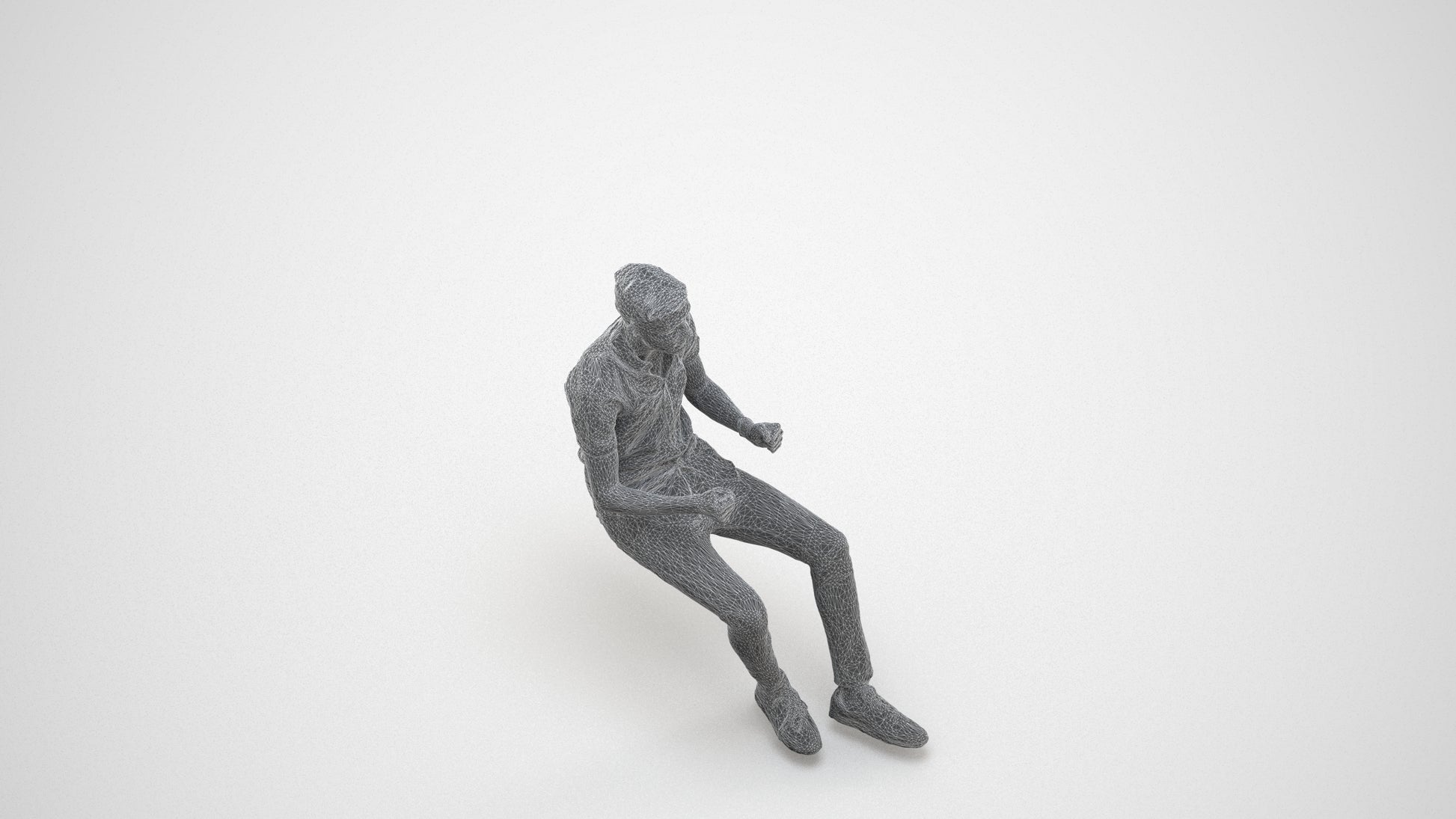 realistic 3D people man casual driving, render-ready for V-Ray and Corona, FBX OBJ, wireframe three-quarter view
