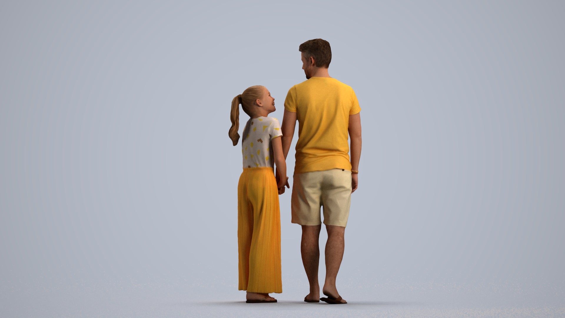 realistic 3D human girl kids, archviz people FBX OBJ for Blender, front view render