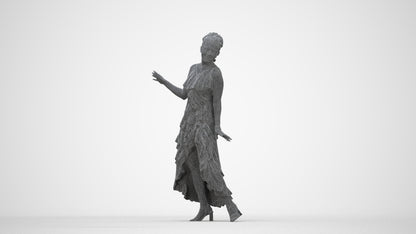 realistic 3D people woman formal dancing, render-ready for V-Ray and Corona, FBX OBJ, wireframe back view
