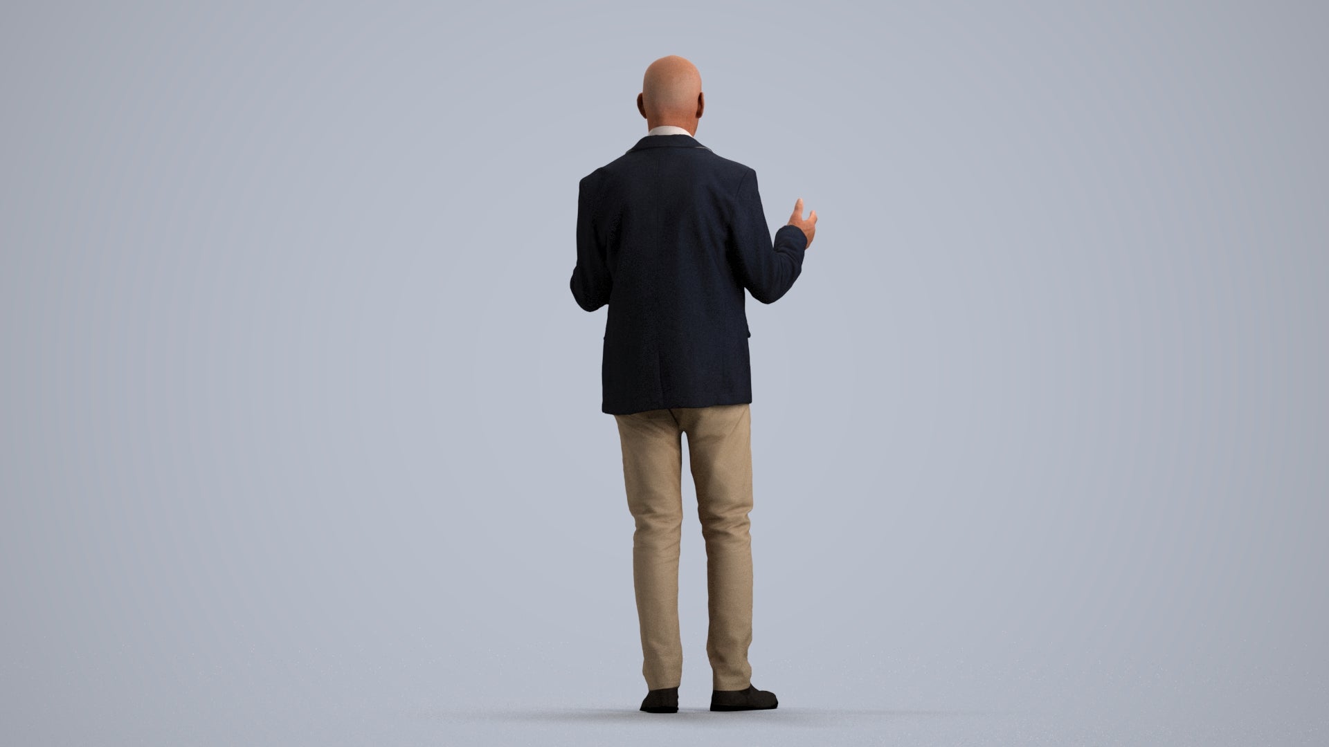 3D scanned senior man business, photorealistic archviz people for Enscape and SketchUp, front view render