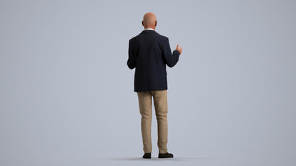3D scanned senior man business, photorealistic archviz people for Enscape and SketchUp, front view render