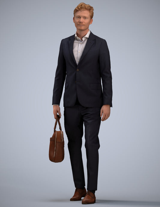 3D human model man business, photogrammetry scanned person for archviz