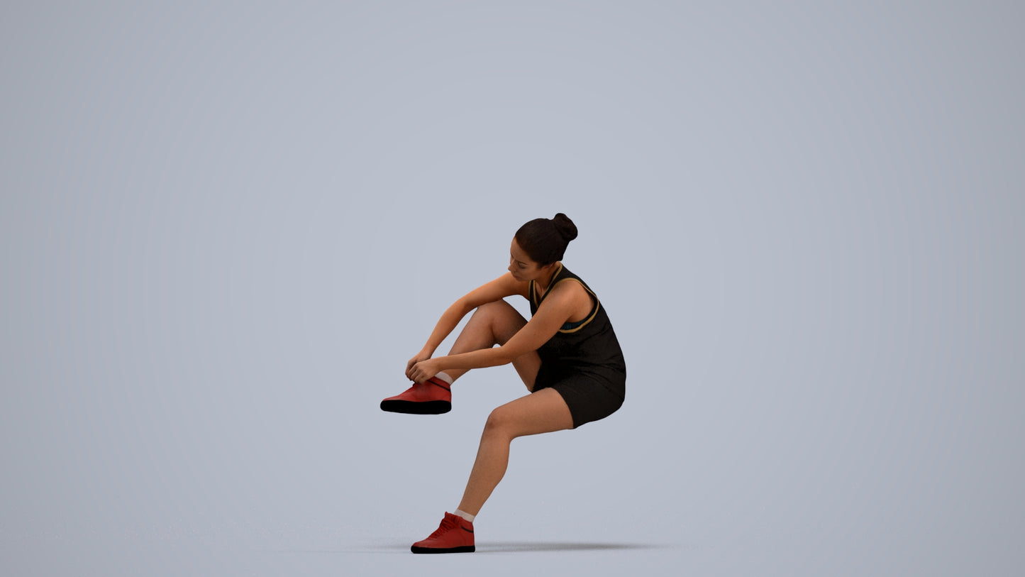 realistic 3D woman sport, scanned archviz people for Blender and 3ds Max, standing pose render