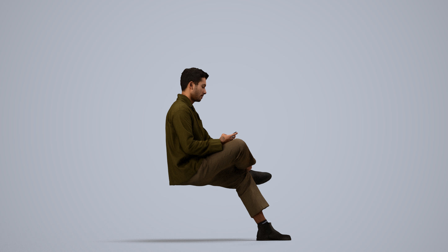 photogrammetry 3D man casual mix, realistic human model archviz FBX, front view render