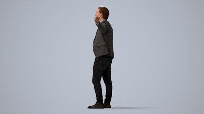 photogrammetry 3D man business, realistic human model archviz FBX, three-quarter view render