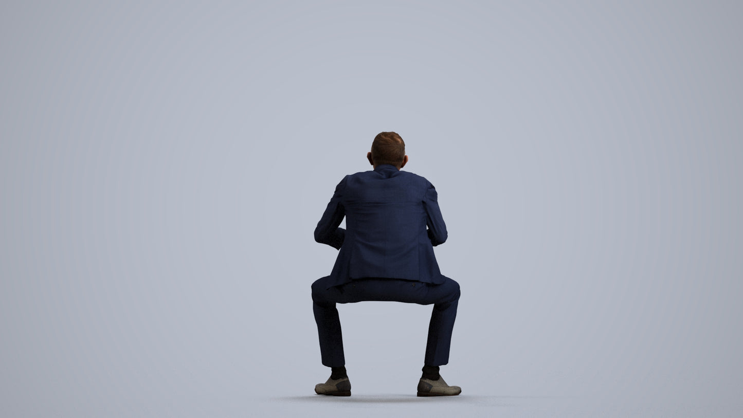 3D scanned senior man business, photorealistic archviz people for Enscape and SketchUp, front view render