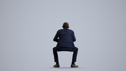 3D scanned senior man business, photorealistic archviz people for Enscape and SketchUp, front view render