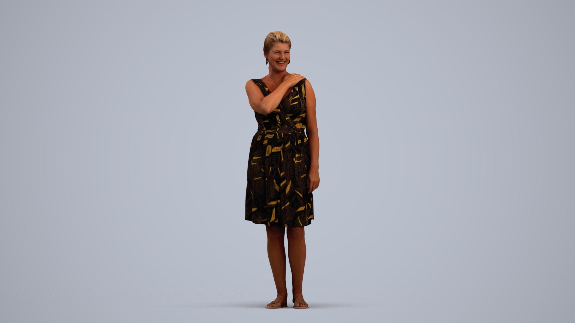 realistic 3D people woman casual standing, render-ready for V-Ray and Corona, FBX OBJ, standing pose render