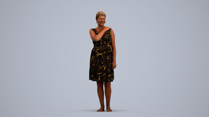 realistic 3D people woman casual standing, render-ready for V-Ray and Corona, FBX OBJ, standing pose render