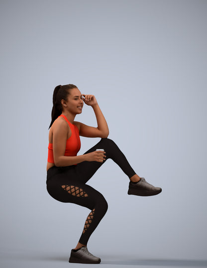 scanned 3D woman sport, photogrammetry people for Enscape and V-Ray