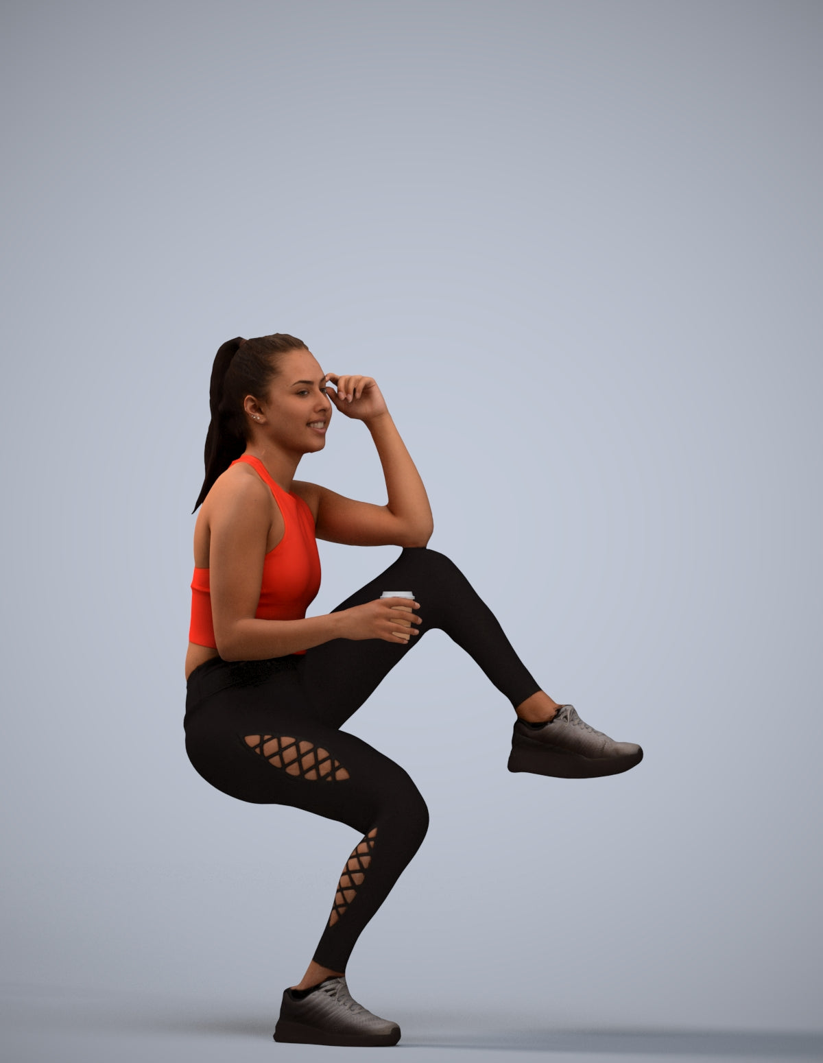 scanned 3D woman sport, photogrammetry people for Enscape and V-Ray