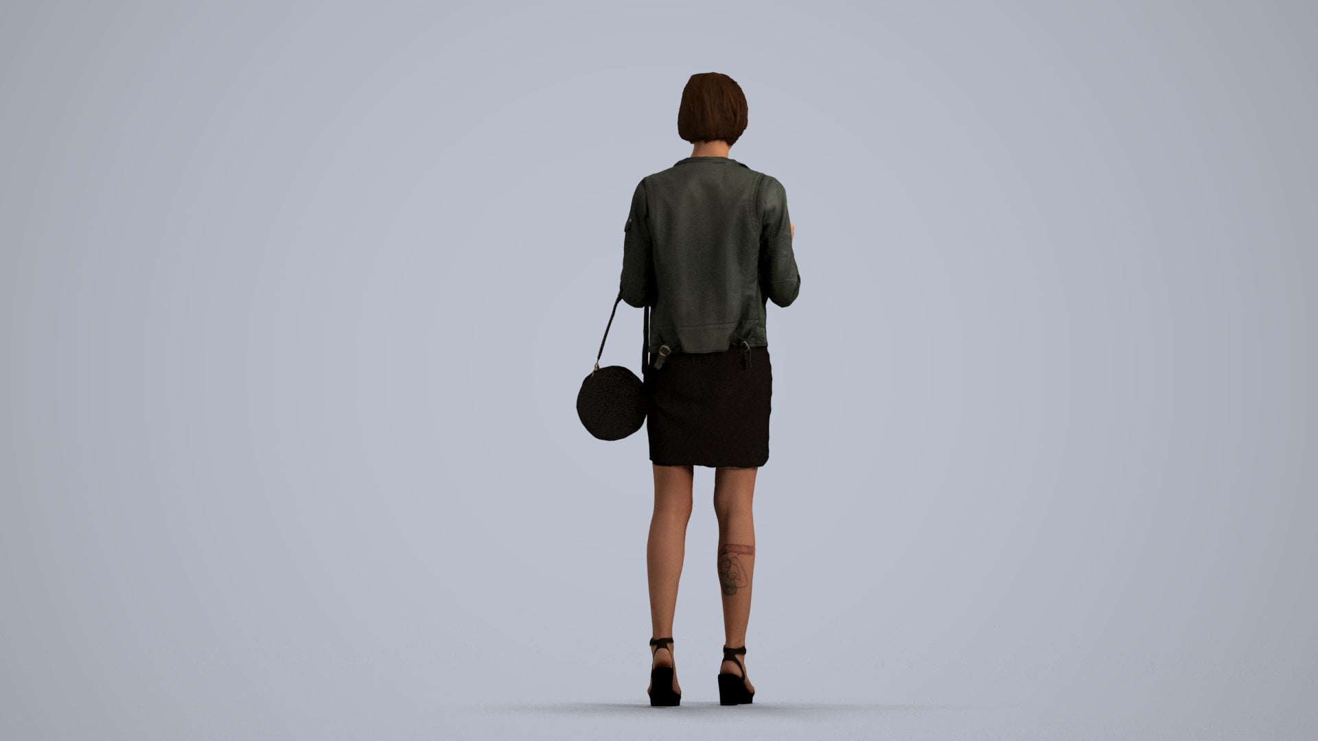 realistic 3D human woman casual standing, archviz people FBX OBJ for Blender, front view render